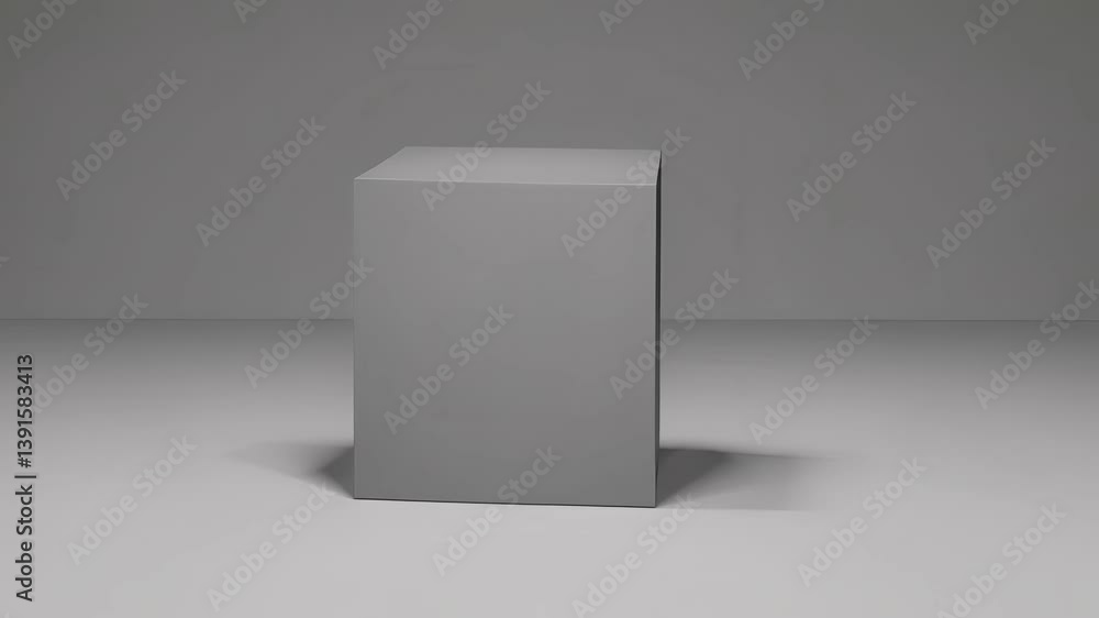 Poster elegant gray cube on simple background with perfect rotation