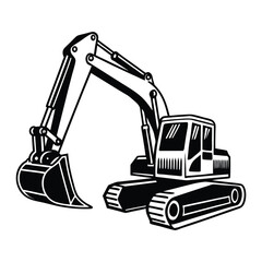 excavator on white background