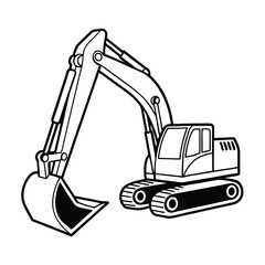 excavator on white background