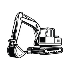excavator on white background