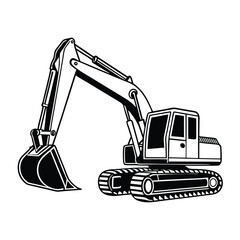 excavator on white background