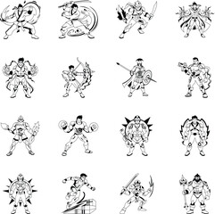 Bundle of Glyph Style Video Game Characters
