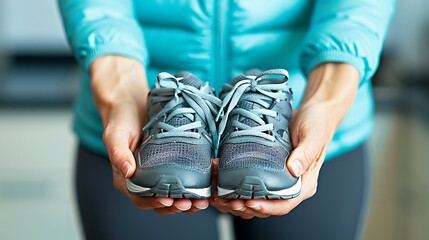 Person Holding Out Two Running Shoes in Open Hands