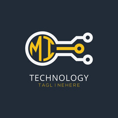 initial monogram for technology logo with circle style design