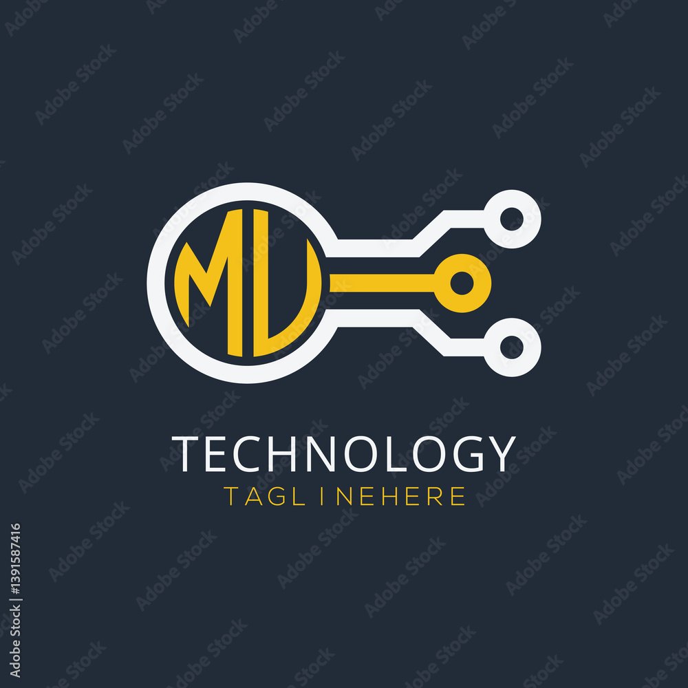 Fototapete initial monogram for technology logo with circle style design