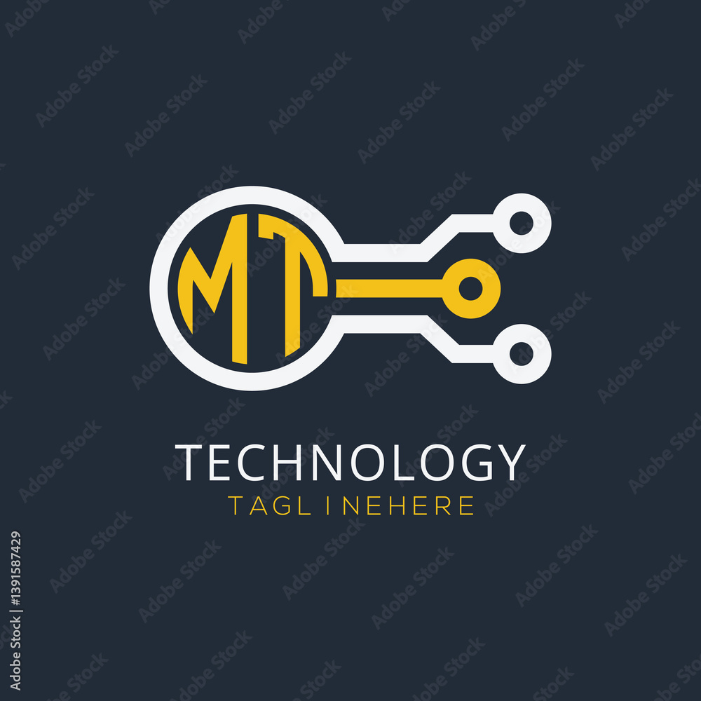 Fototapete initial monogram for technology logo with circle style design