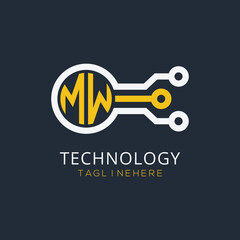 initial monogram for technology logo with circle style design