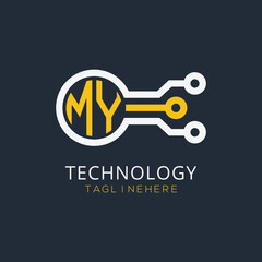 initial monogram for technology logo with circle style design