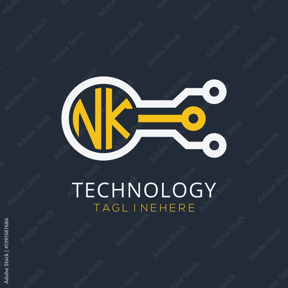 Fototapete initial monogram for technology logo with circle style design