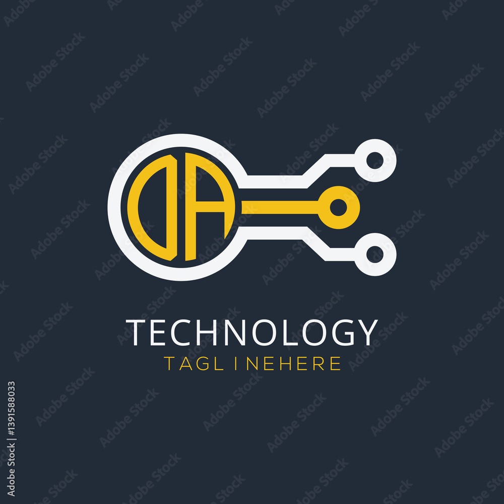 Fototapete initial monogram for technology logo with circle style design