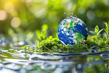 Greeting card with holiday composition for world environment day, abstract vivid composition consists of fictional unreal fantastic vision on background