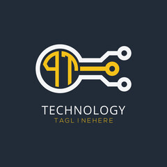 initial monogram for technology logo with circle style design