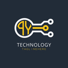 initial monogram for technology logo with circle style design