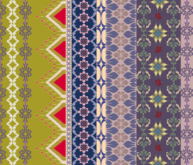 Aikat art, ethnic, abstract, Aikat style, purple, green background, vertical for textile, clothing, carpet, curtain, blanket, pillow, illustration and vector.