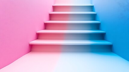 Pink and blue staircase.
