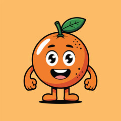  Adorable Cartoon Orange Character apple with a smile 
