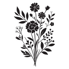 Silhouette Flowers Floral Arrangement Vector Illustration Design