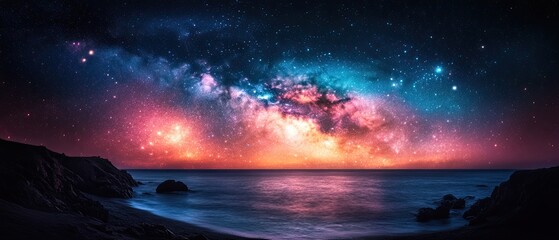 Fototapeta premium Ultra-wide aurora borealis with hexagonal bokeh formations, layered green-purple chromatic transitions under celestial clarity for luxury cosmic branding.