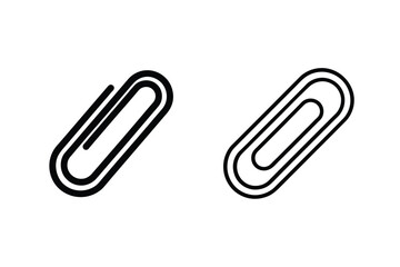 Obraz premium Two Black Paper Clip Icons On White Background Minimalist Style