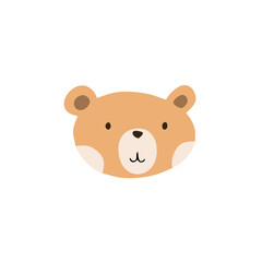 Adorable cartoon bear face with a cheerful expression and rounded features. Rendered in warm orange tones with a clean, simple design.