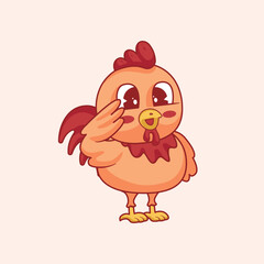 Cute Chicken With Respectful Gesture Cartoon Illustration