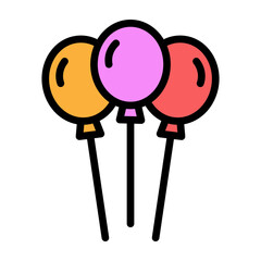 Balloon Bouquet Vector Filled Icon Design