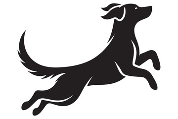 Playful Dog Illustration Vector A Silhouette of Joyful Energy