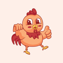 Cute Mascot Rooster Cartoon Character Illustration