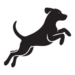 Silhouette Energetic Dog Jumping Action Vector Illustration Artwork