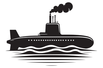 Obraz premium Classic Submarine Silhouette Illustration Naval Vessel Underwater Exploration
