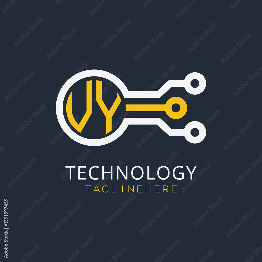 Fototapete initial monogram for technology logo with circle style design