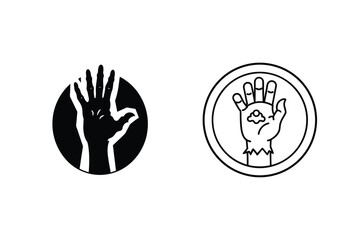 Vector Illustration Of A Zombie Hand Icon And A Human Hand