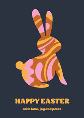 Abstract Easter greeting card with colourful bunny in modern style. Vector illustration