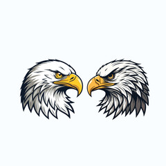 Powerful Bald Eagle Heads Facing Each Other – Stunning Wildlife Art
