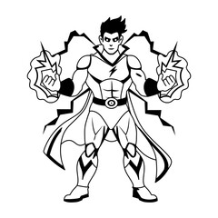 Lightning superhero character illustration in glyph style
