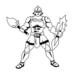 A glyph style illustration of lightning knight 

