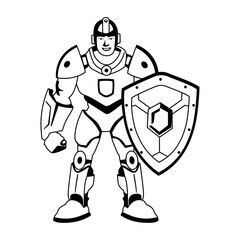 A glyph style illustration of an armoured protector 

