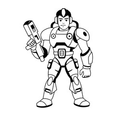 Armoured soldier illustration in glyph style 
