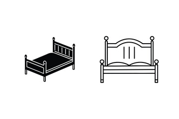 Minimalist Bed Vector Icon Set Illustration Featuring Isometric And Outline Style