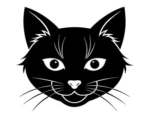 Obraz premium Cat Head Silhouette Vector & Cute Feline Face SVG