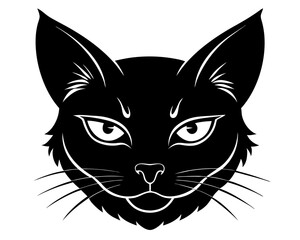 Cat Head Silhouette Vector & Cute Feline Face SVG