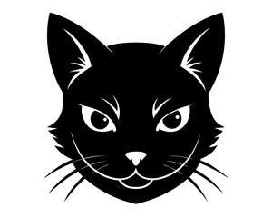 Cat Head Silhouette Vector & Cute Feline Face SVG