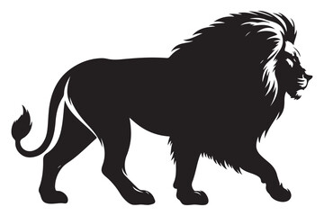 Silhouette Lion Walking Majestic Feline Predator Wildlife Animal King