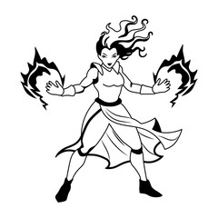Woman warrior illustration in glyph style 
