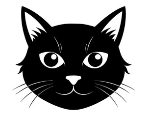 Cat Head Silhouette Vector & Cute Feline Face SVG