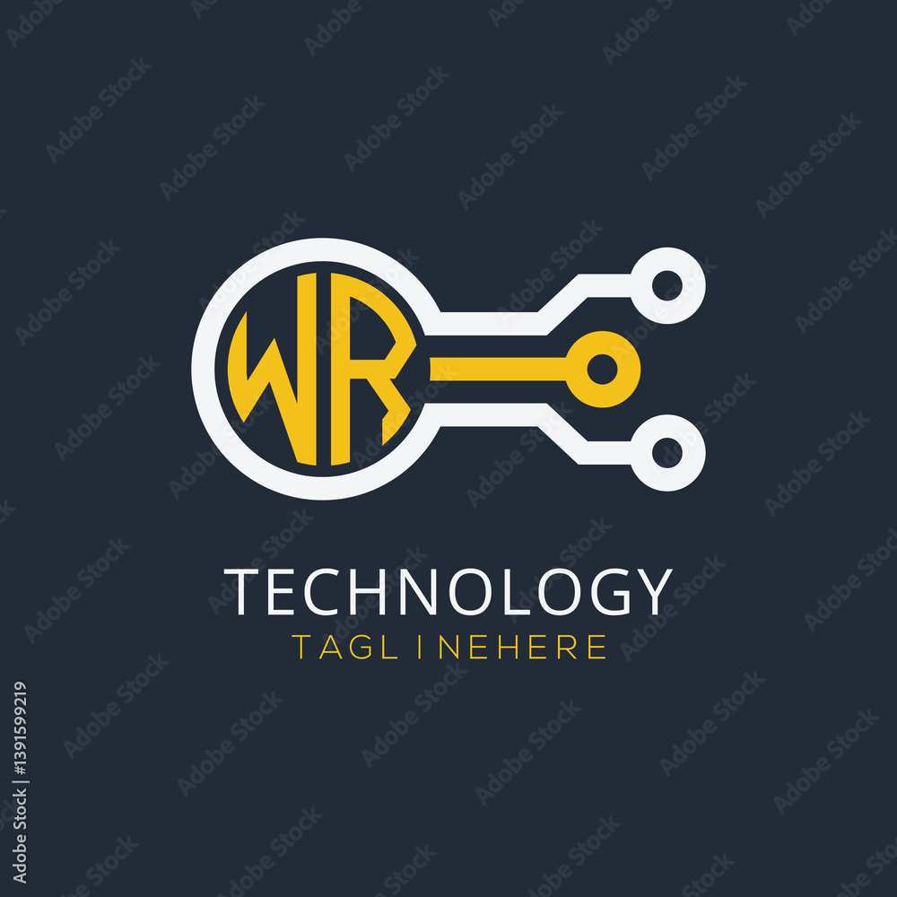 Fototapete initial monogram for technology logo with circle style design