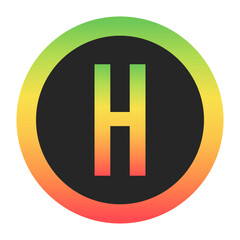 Modern Capital Letter H design with a red-to-green gradient border on a black background. Ideal for branding, logos, or minimalist design projects.