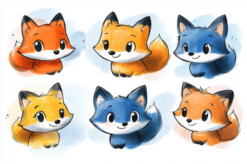 A set of images depicting chanterelles in various animated images.