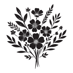 Elegant Flower Bouquet Silhouette Decorative Floral Arrangement Vector