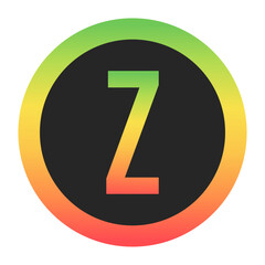 Modern Capital Letter Z design with a red-to-green gradient border on a black background. Ideal for branding, logos, or minimalist design projects.